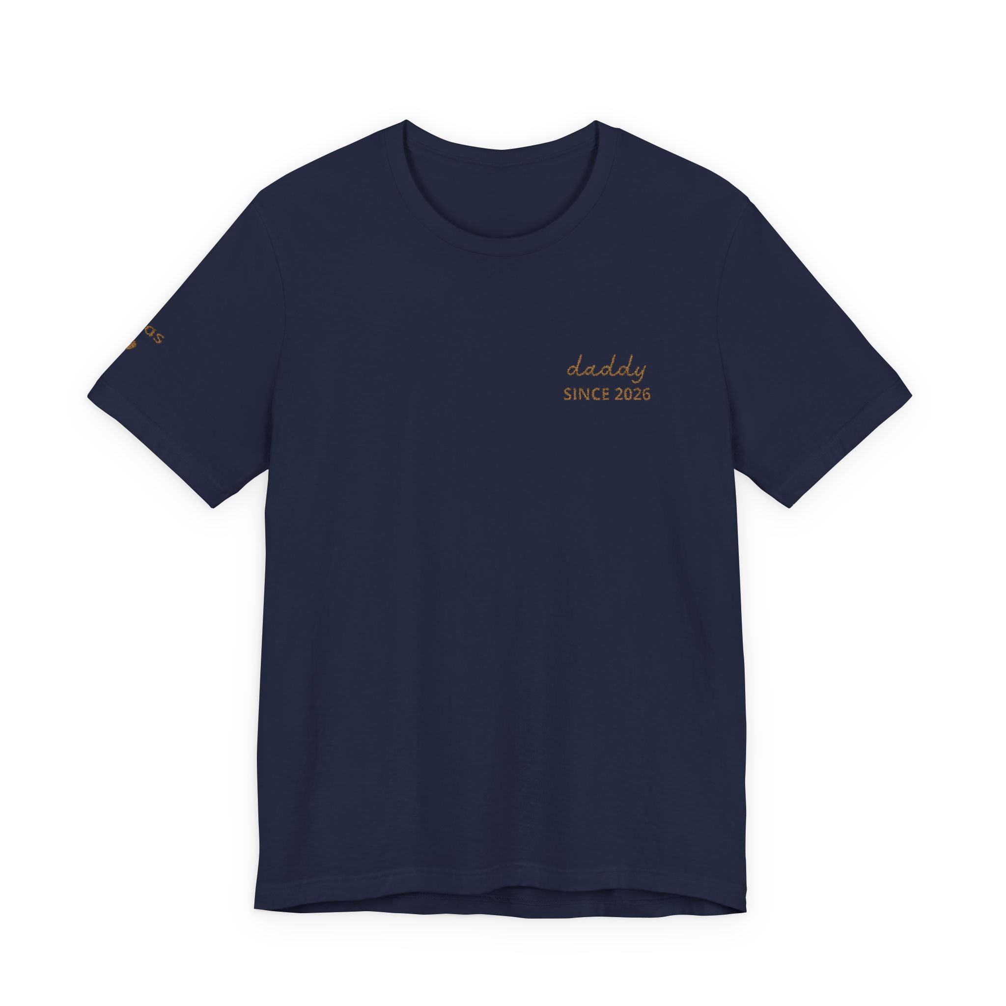 T-shirt Dad since date embroidered on heart and first names on sleeve