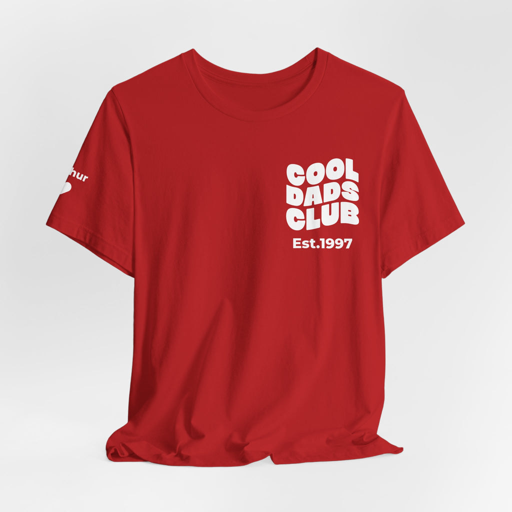 Camiseta Club de Padres Geniales y nombres en la manga