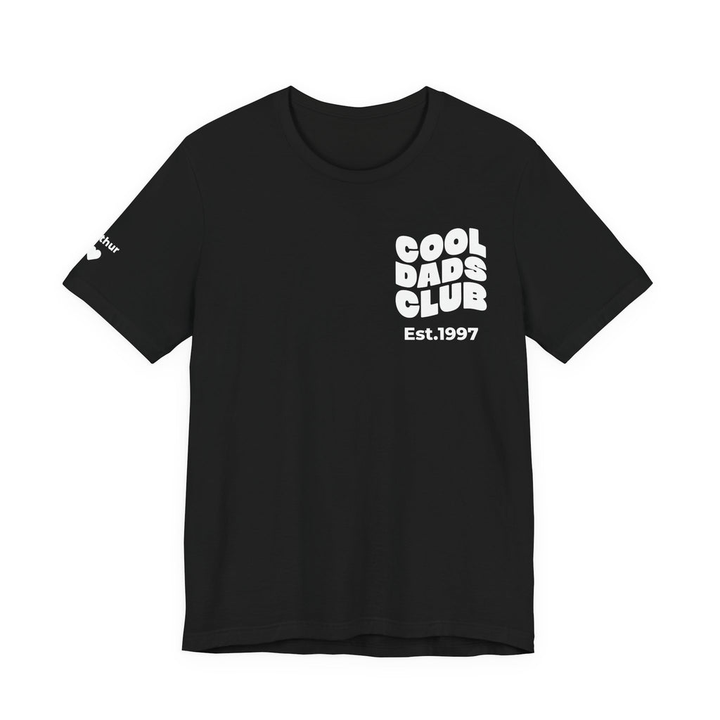 Camiseta Club de Padres Geniales y nombres en la manga