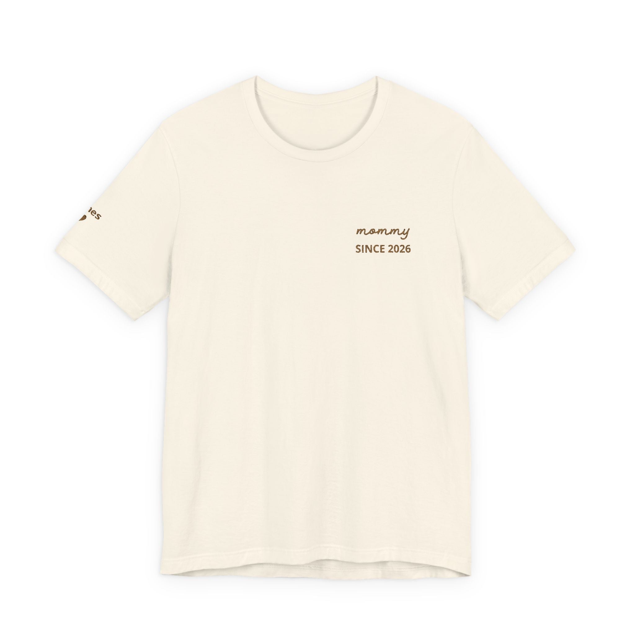 Camiseta personalizada "Mamá Est." Corazón bordado y camiseta de manga