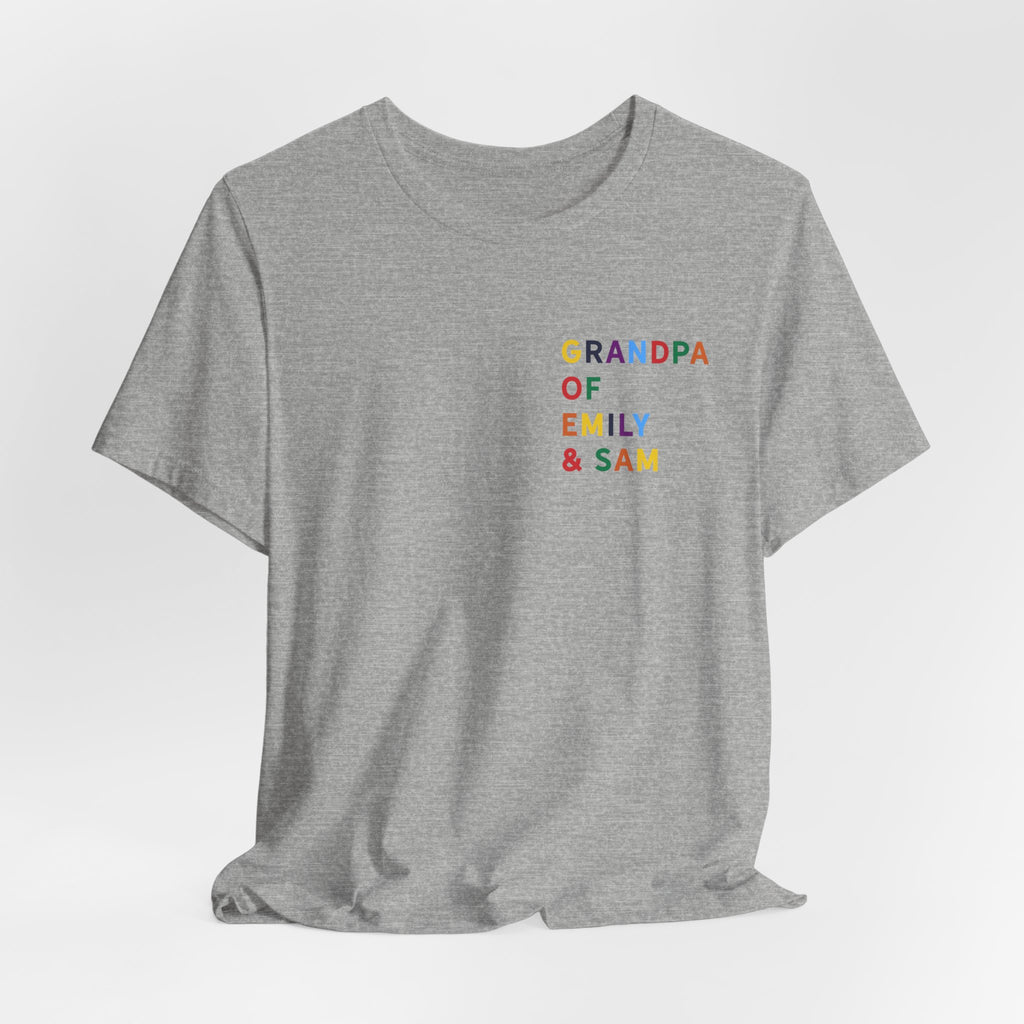 Grandpa Shirt with Multicolored Grandchildren's Names