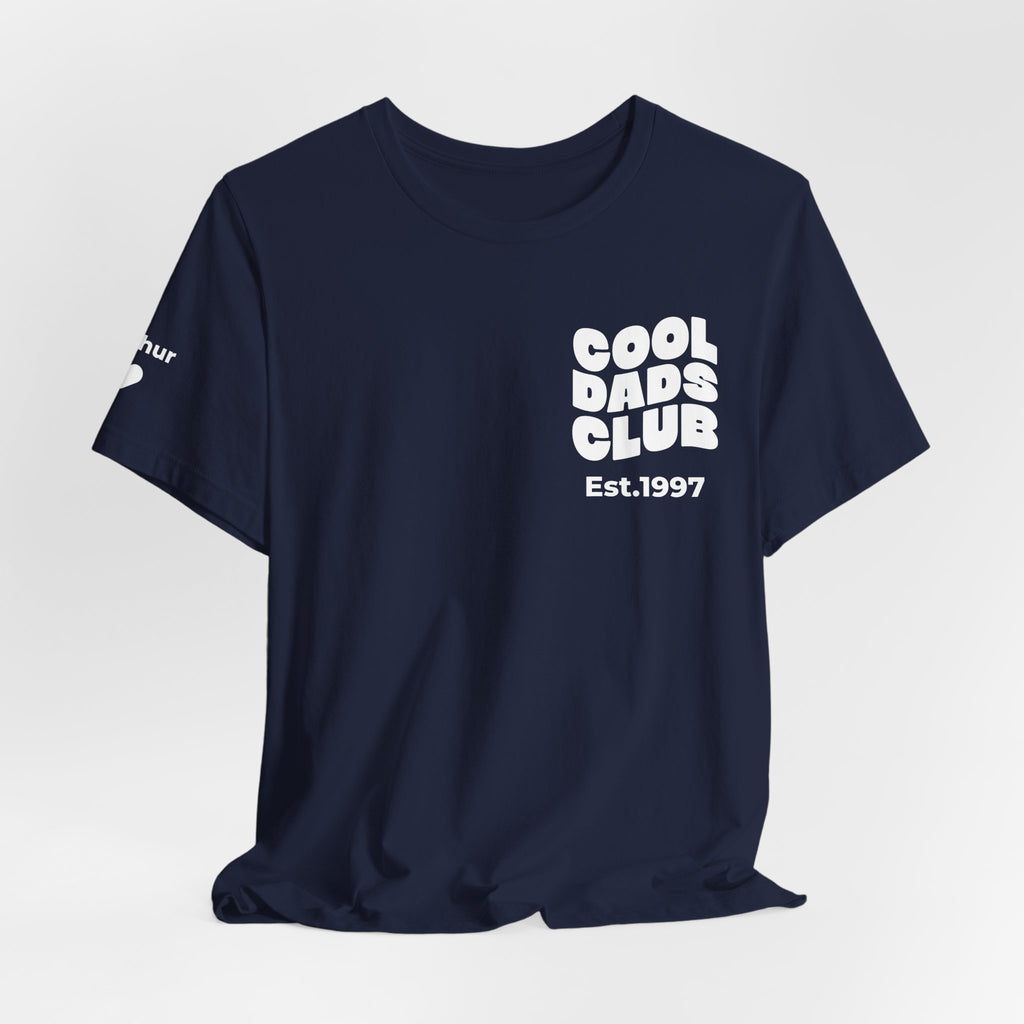 Camiseta Club de Padres Geniales y nombres en la manga