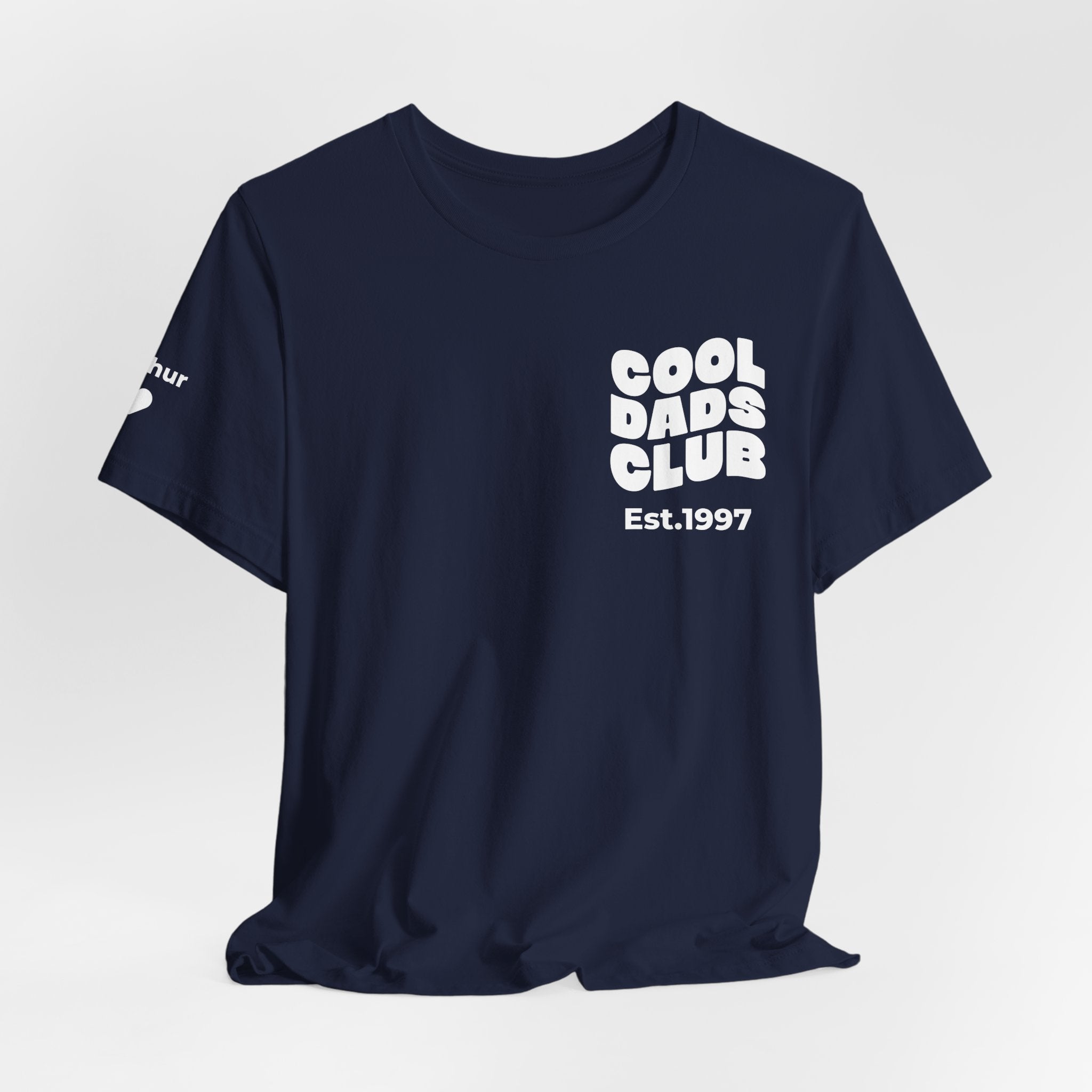 Camiseta Club de Padres Geniales y nombres en la manga