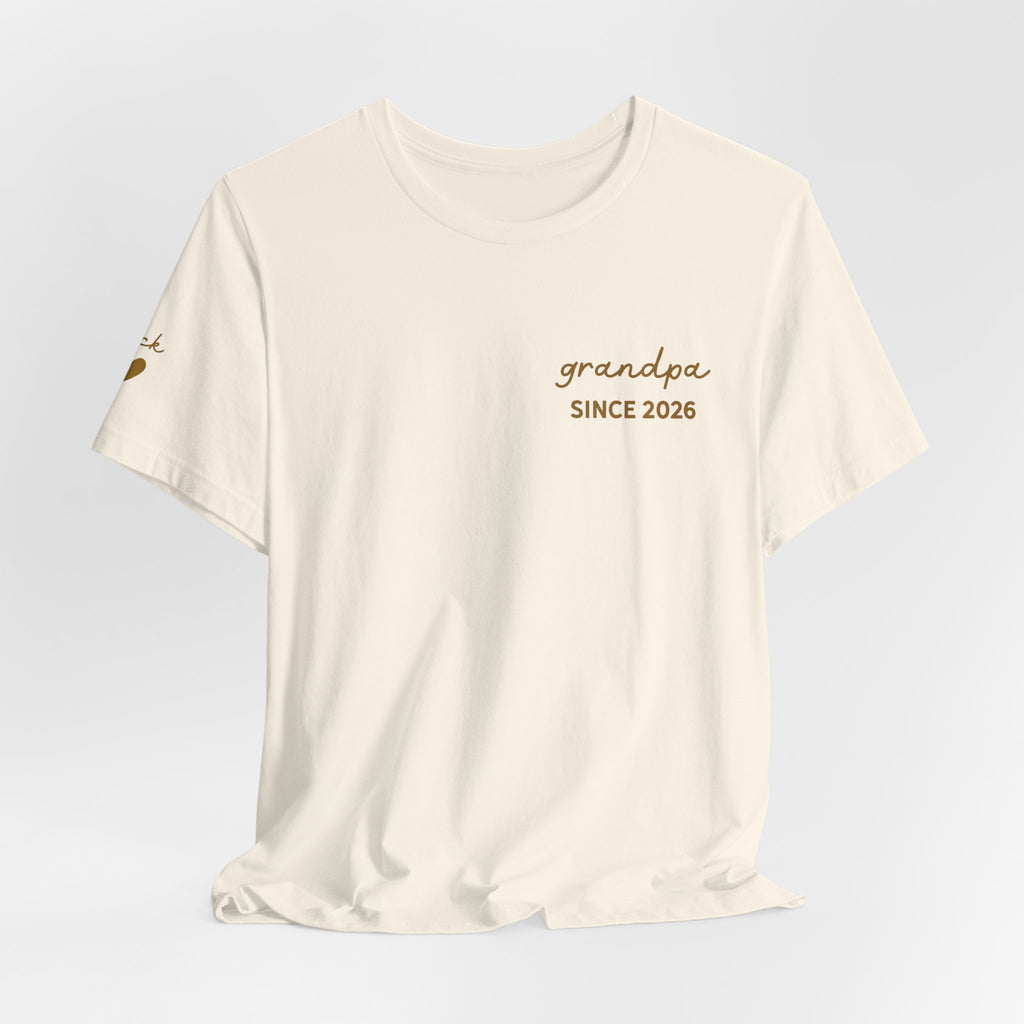 T-Shirt Grandpa Since Date Printed on Heart and Grandchildren’s First Names on Sleeve