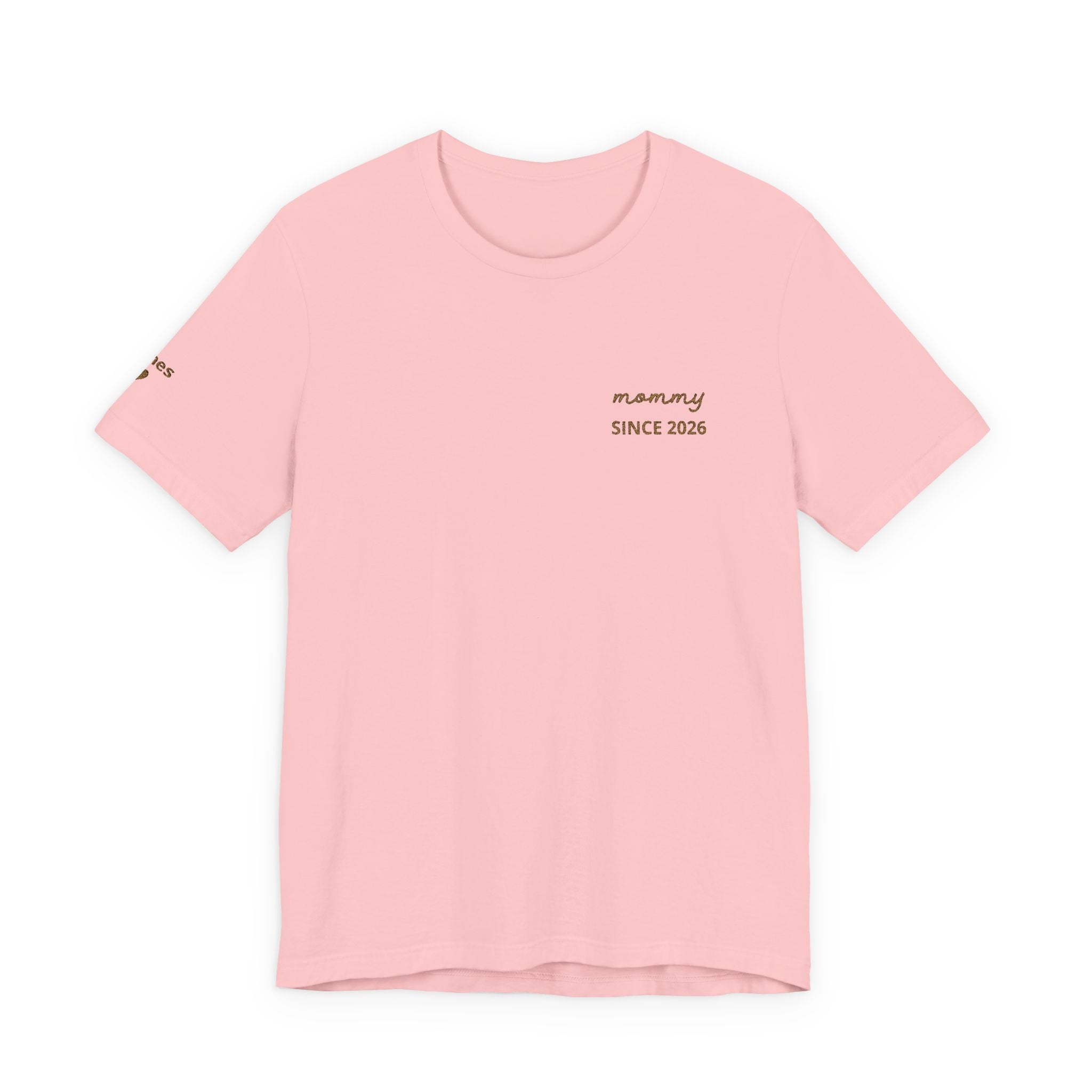 Camiseta personalizada "Mamá Est." Corazón bordado y camiseta de manga