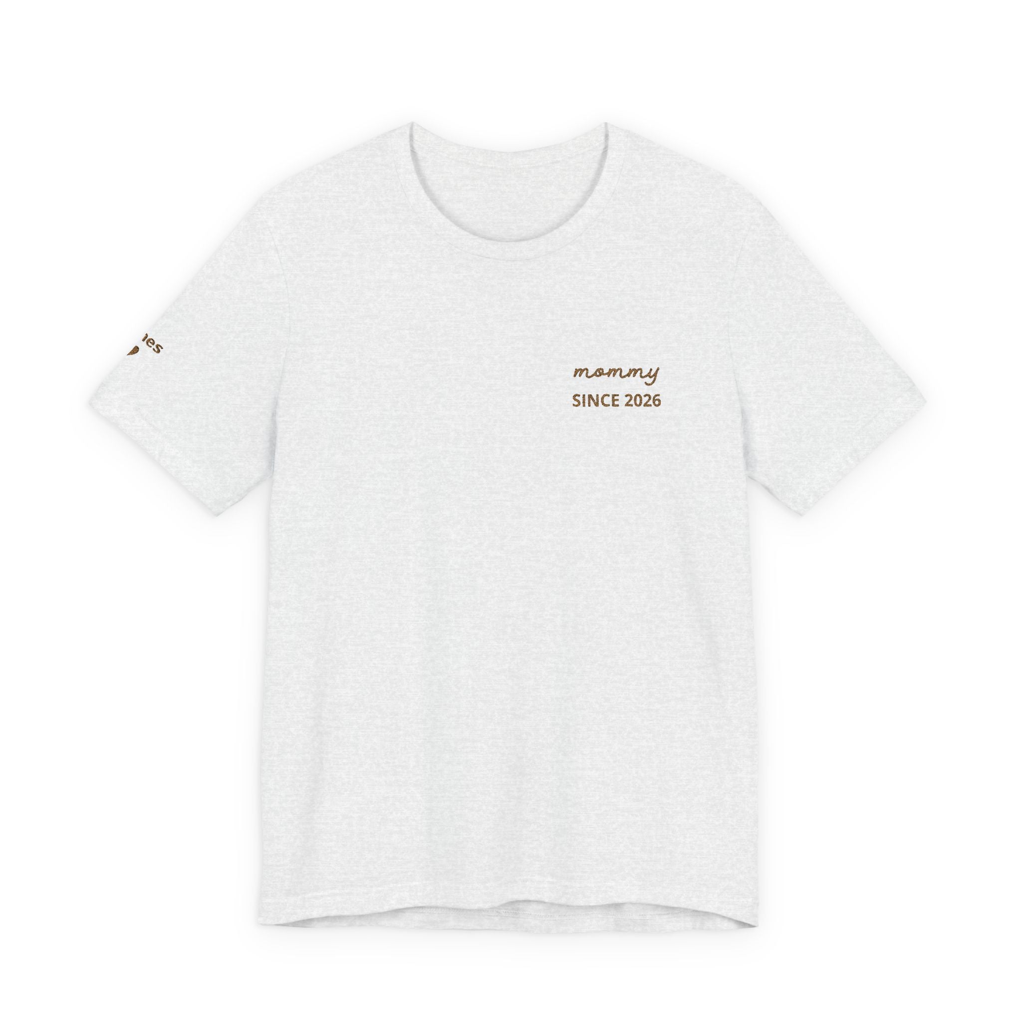 Camiseta personalizada "Mamá Est." Corazón bordado y camiseta de manga