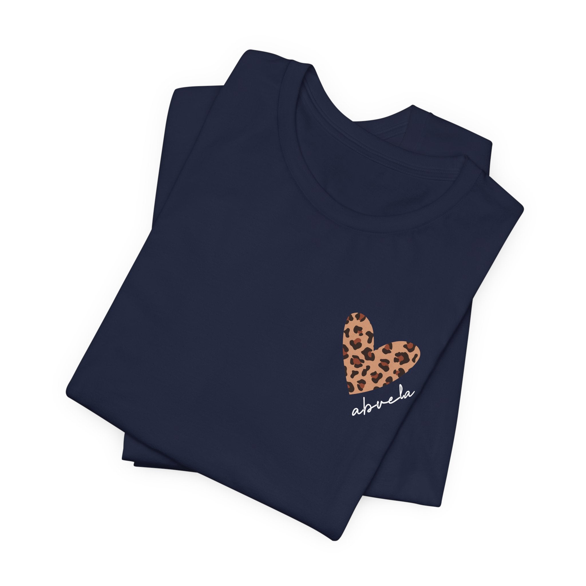 Camiseta para Abuela con Corazón de Leopardo y Nombre Personalizado