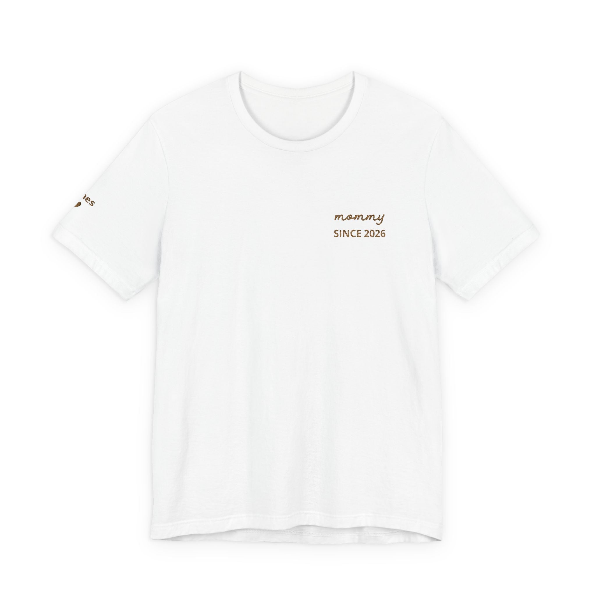 Camiseta personalizada "Mamá Est." Corazón bordado y camiseta de manga