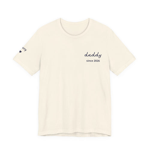 AUS - T-shirt Dad since date pinted on heart and first names on sleeve
