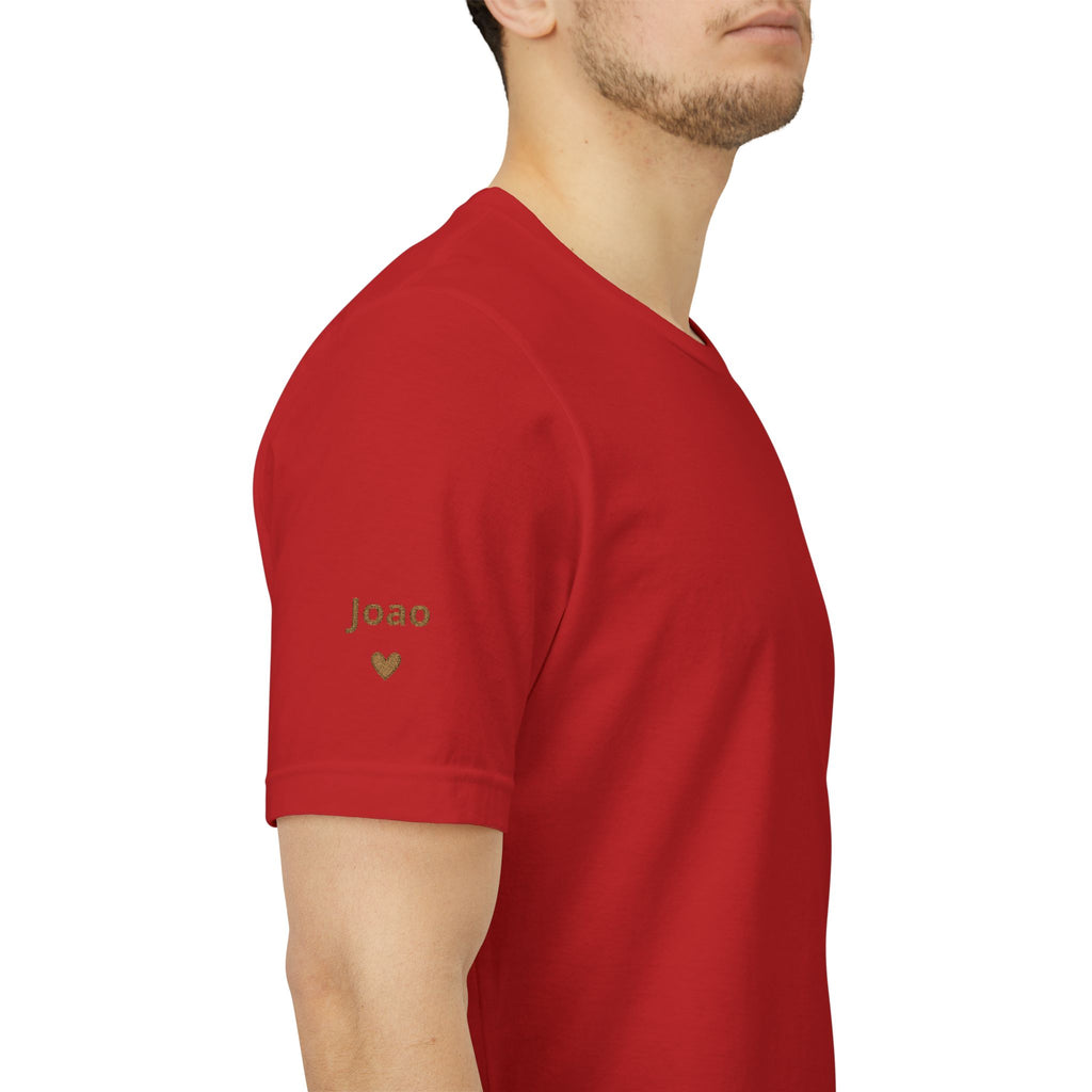 Camiseta Papai com Data Bordada no Peito e Nomes na Manga