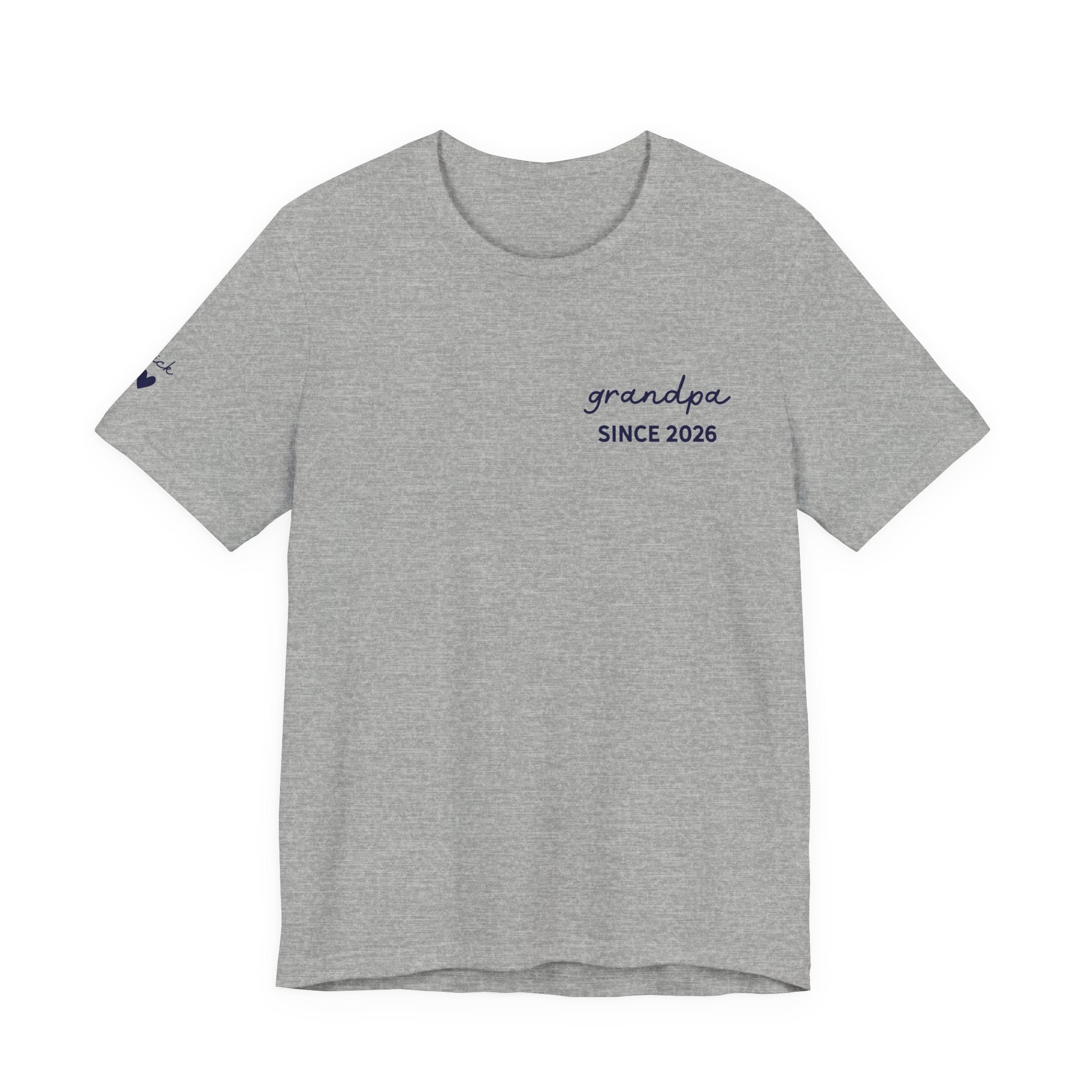 T-Shirt Grandpa Since Date Printed on Heart and Grandchildren’s First Names on Sleeve