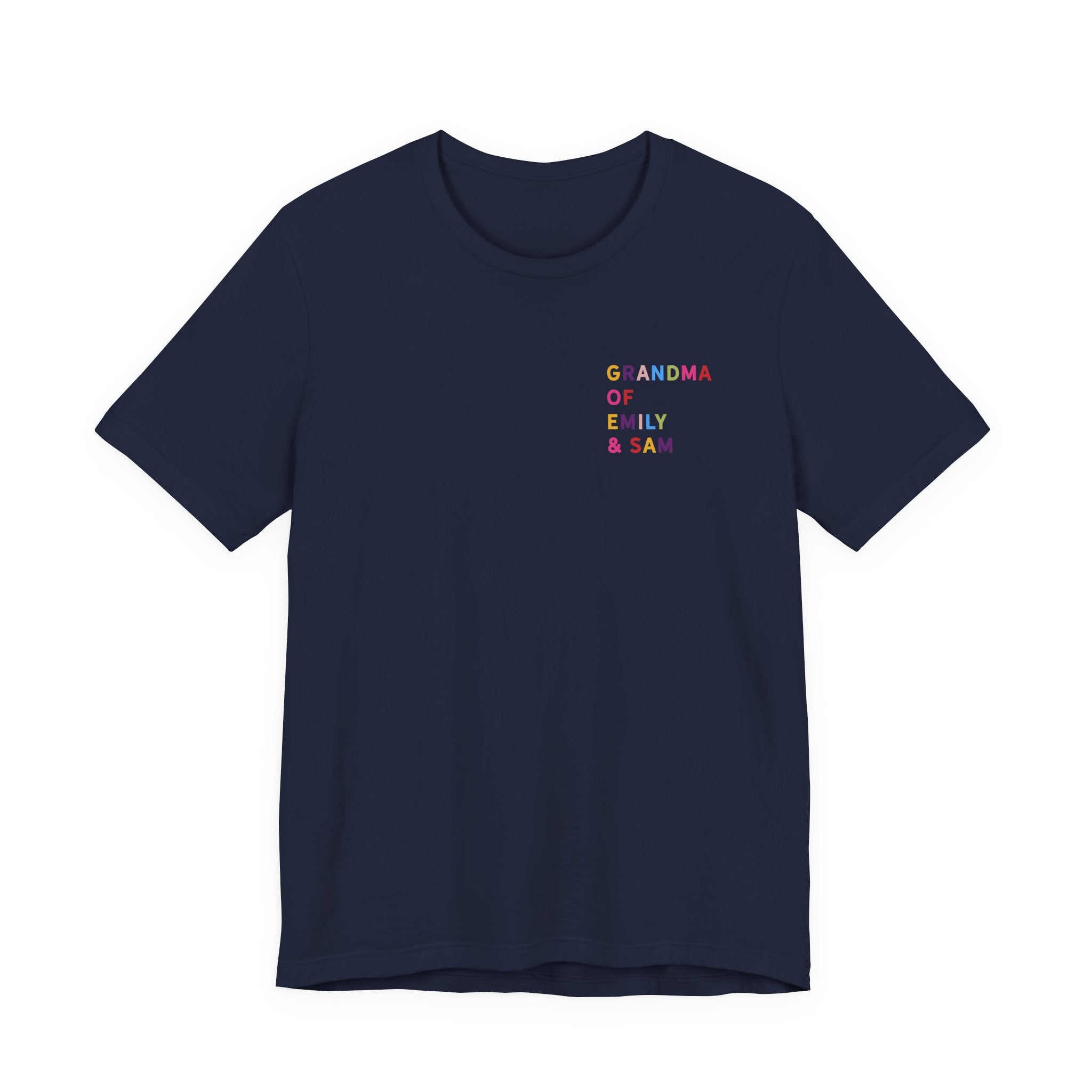 Grandma Shirt with Multicolored Grandchildren's Names