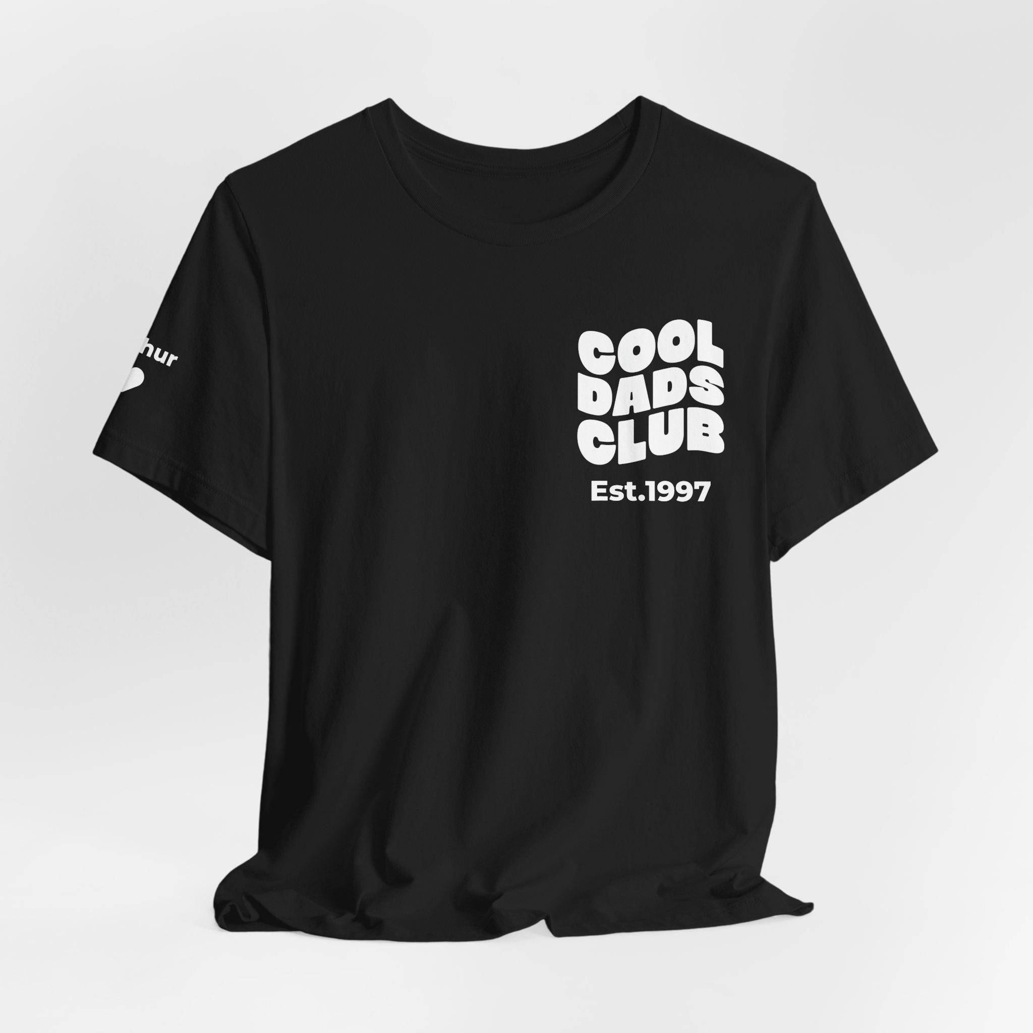 Camiseta Club de Padres Geniales y nombres en la manga