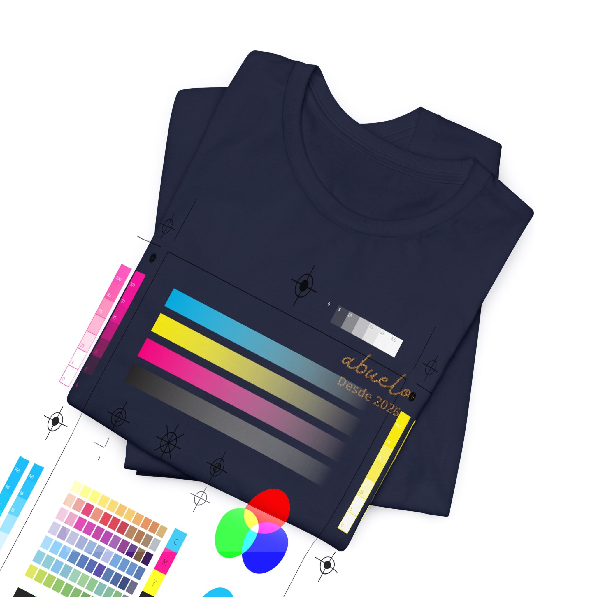 Camiseta bordada para abuelo con fecha "Abuelo desde" y nombres de los nietos en la manga