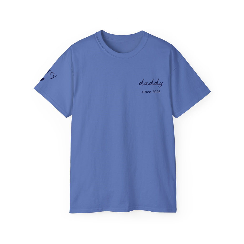 AUS - T-shirt Dad since date pinted on heart and first names on sleeve
