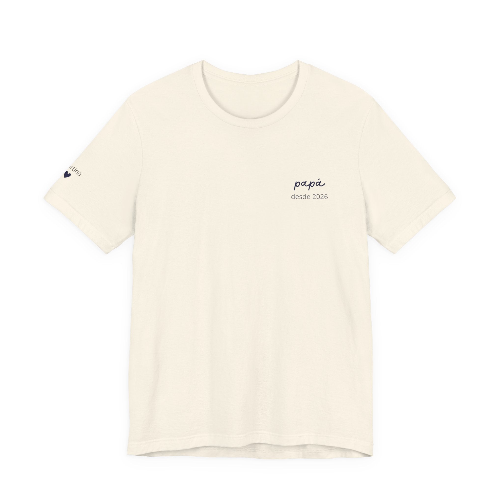 Camiseta para Papá con la fecha impresa en el pecho y los nombres en la manga