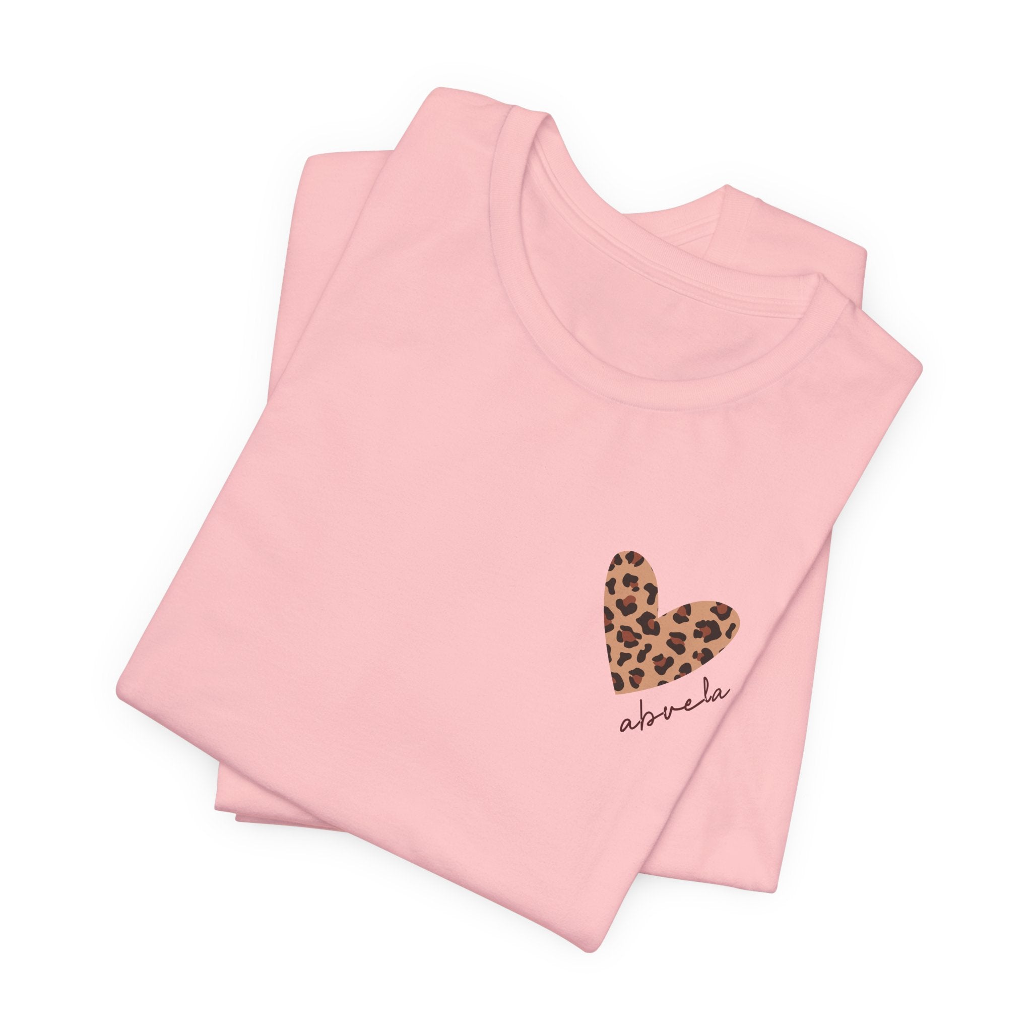 Camiseta para Abuela con Corazón de Leopardo y Nombre Personalizado