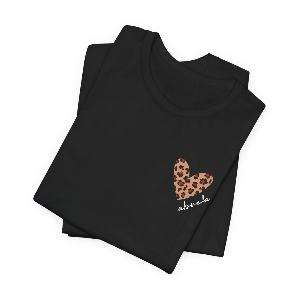 Camiseta para Abuela con Corazón de Leopardo y Nombre Personalizado