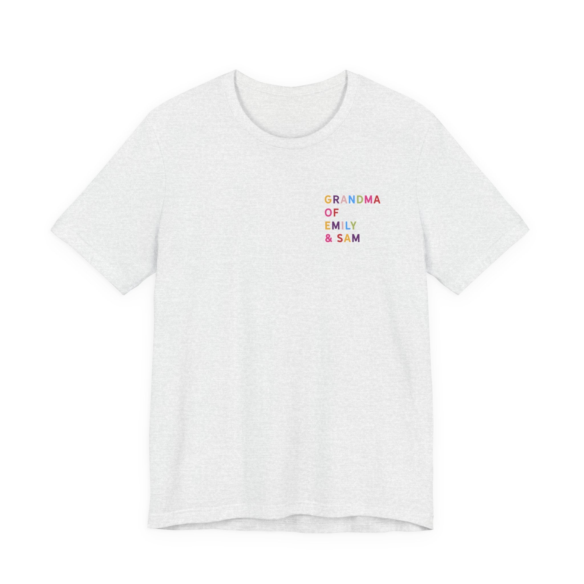 Grandma Shirt with Multicolored Grandchildren's Names