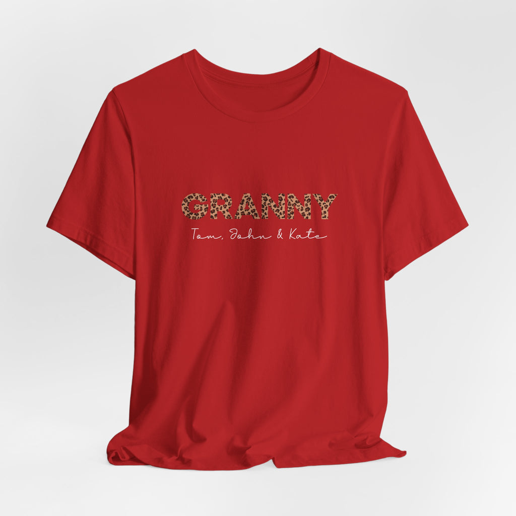 Leopard Granny T-Shirt with Personalized Names