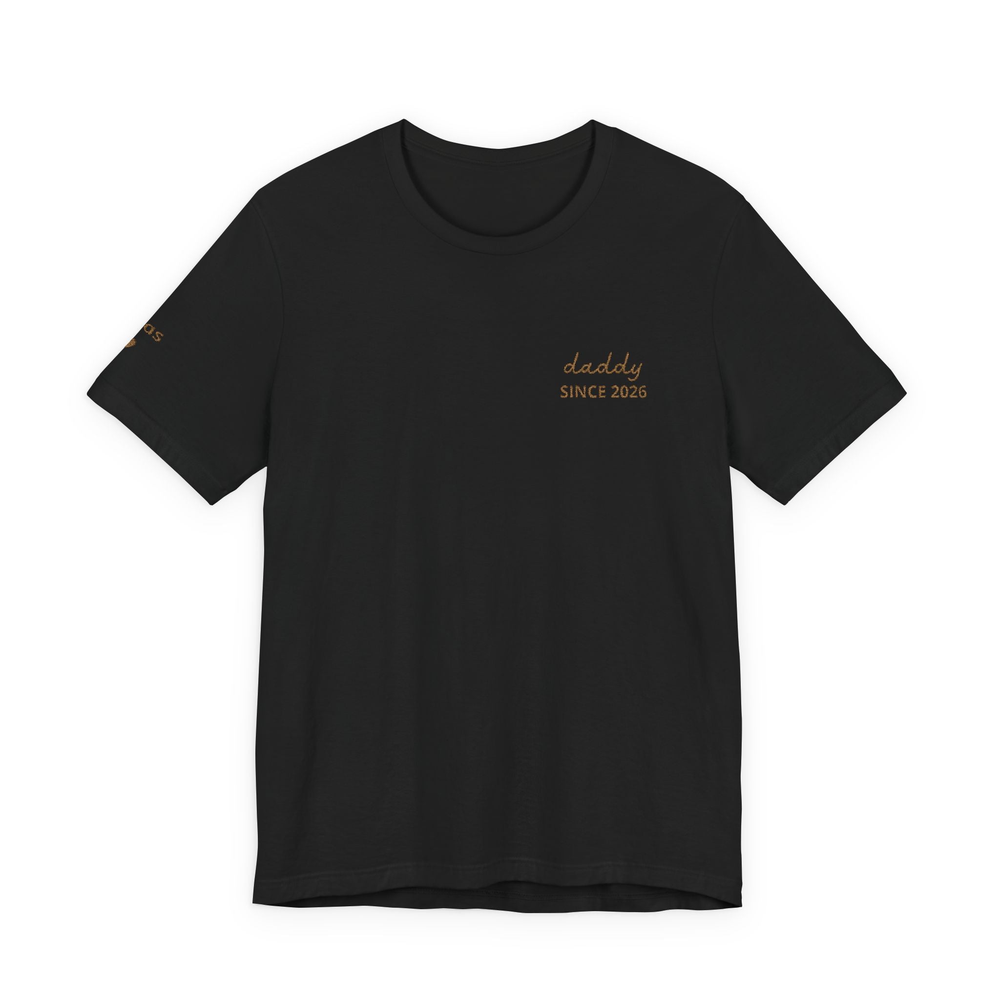 T-shirt Dad since date embroidered on heart and first names on sleeve