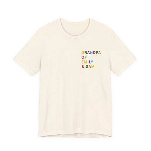 Grandpa Shirt with Multicolored Grandchildren's Names