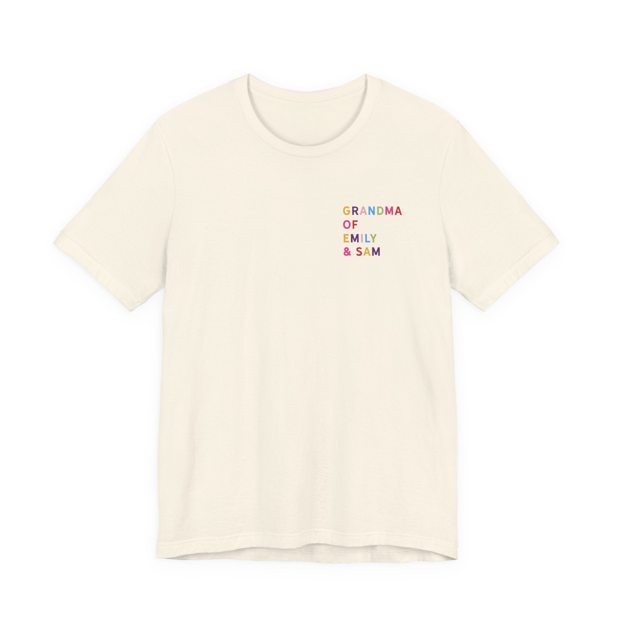 Grandma Shirt with Multicolored Grandchildren's Names