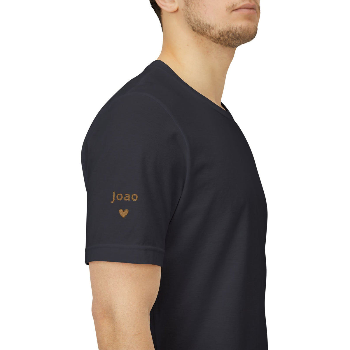 Camiseta Papai com Data Bordada no Peito e Nomes na Manga