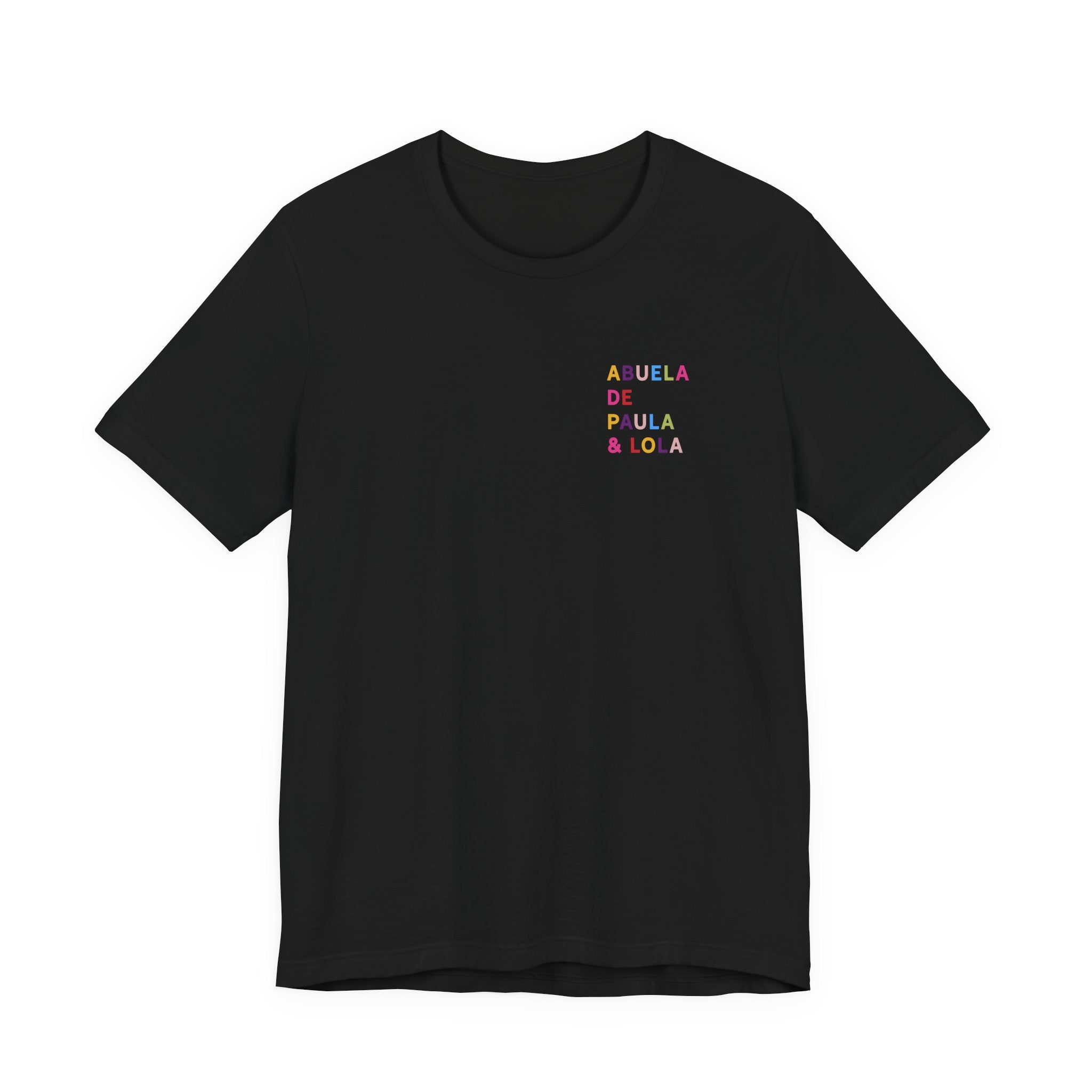 Camiseta personalizada para abuela con nombres multicolor