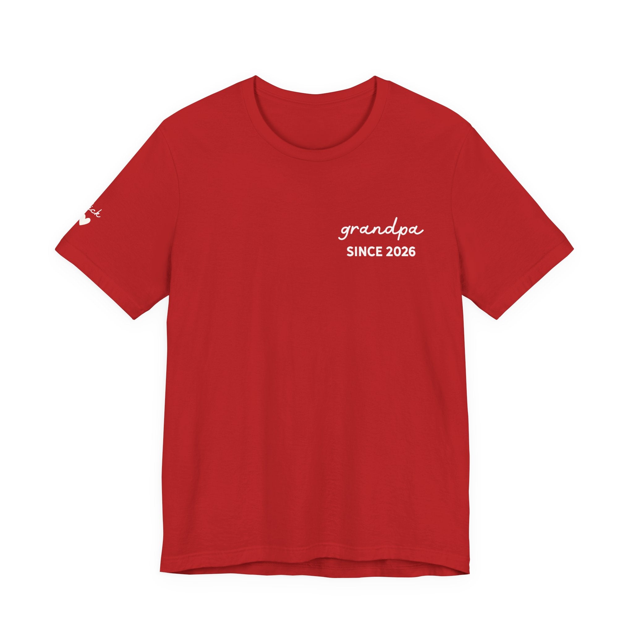 T-Shirt Grandpa Since Date Printed on Heart and Grandchildren’s First Names on Sleeve