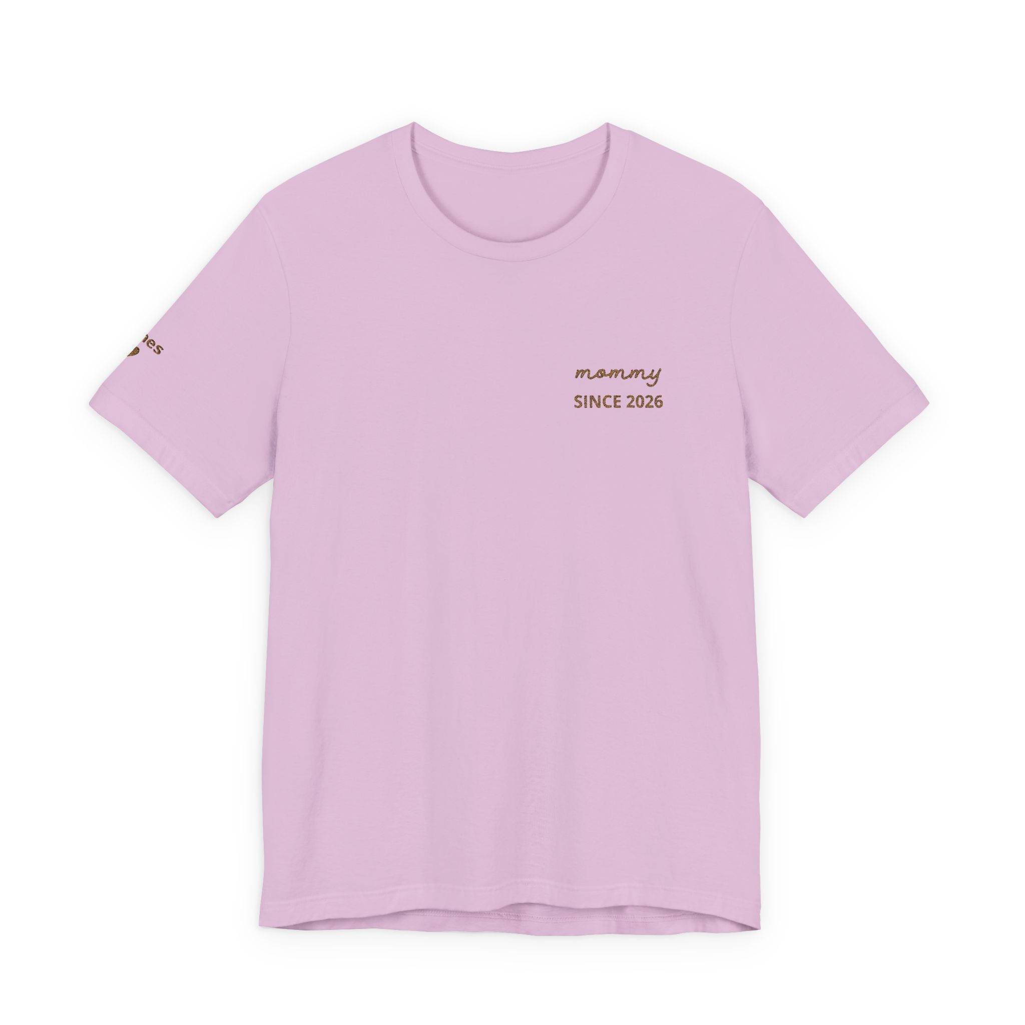 Camiseta personalizada "Mamá Est." Corazón bordado y camiseta de manga