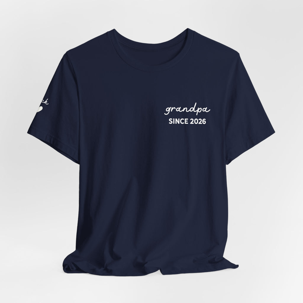 T-Shirt Grandpa Since Date Printed on Heart and Grandchildren’s First Names on Sleeve
