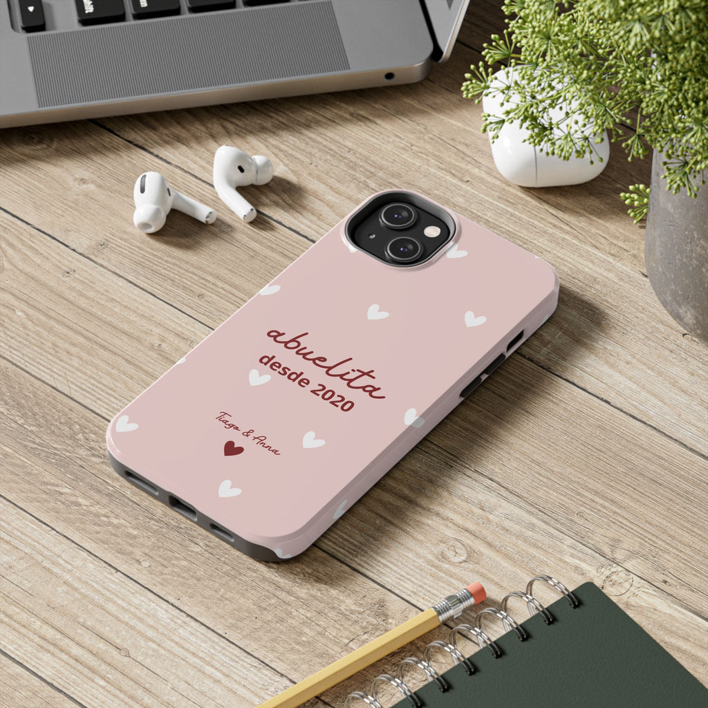 Funda personalizada de mamá o abuela con fecha y nombres