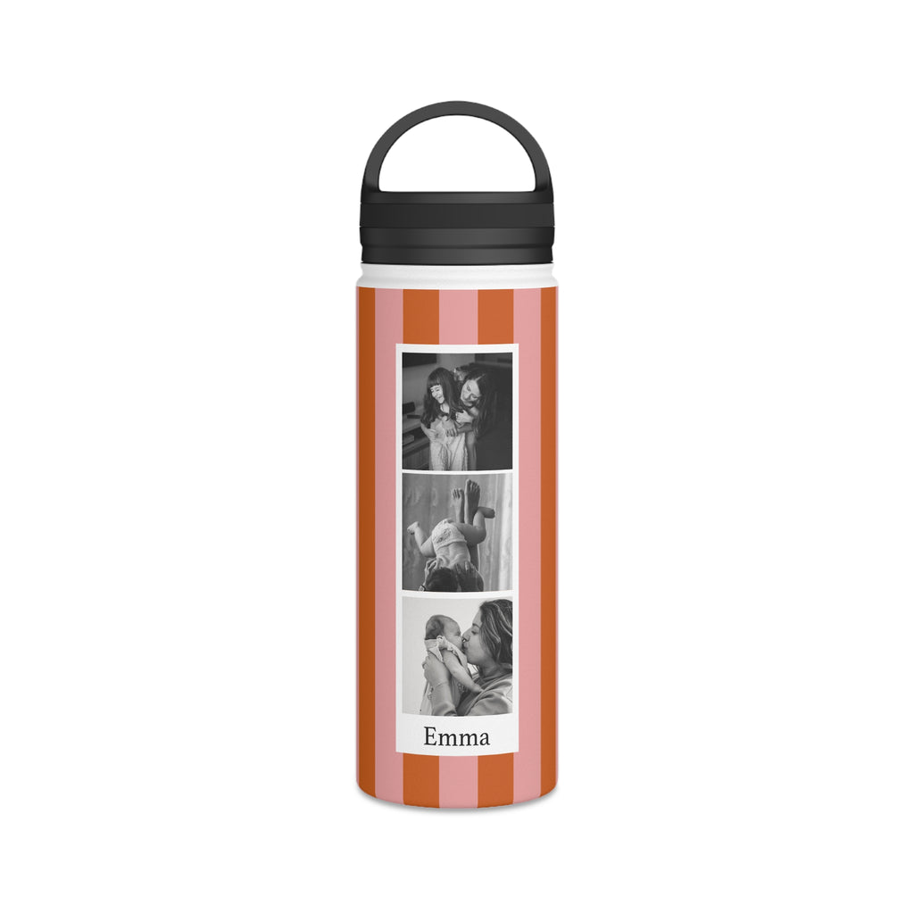 Striped Water Bottle with Custom Photo