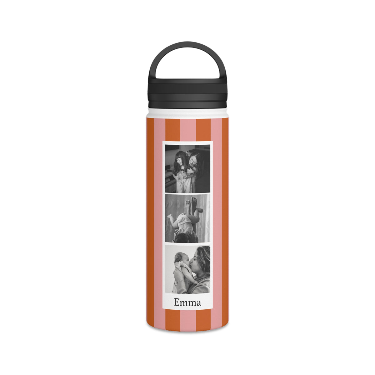 Striped Water Bottle with Custom Photo