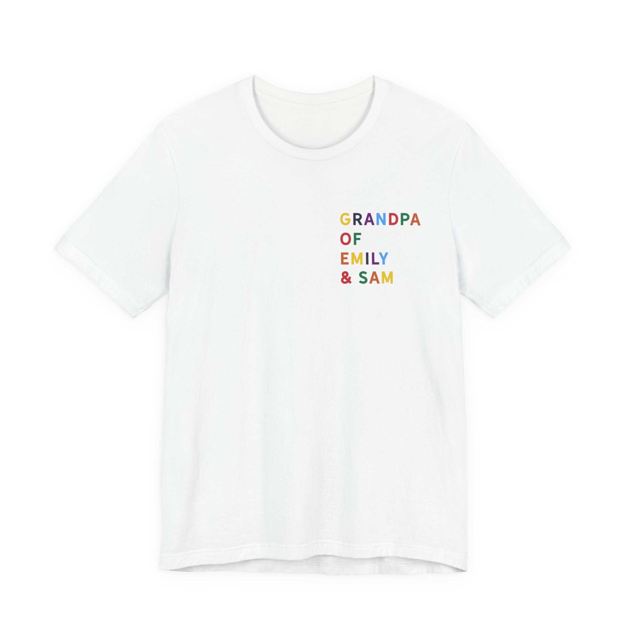 Grandpa Shirt with Multicolored Grandchildren's Names