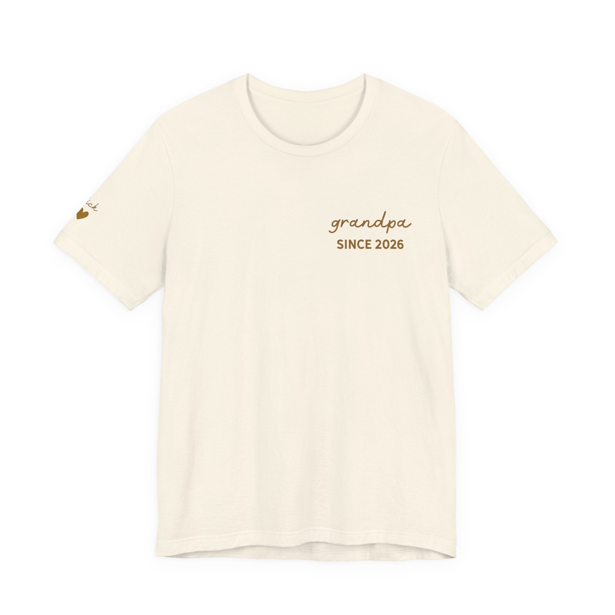 T-Shirt Grandpa Since Date Printed on Heart and Grandchildren’s First Names on Sleeve