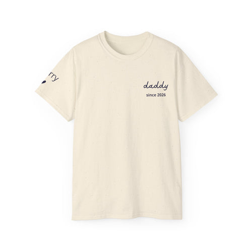 AUS - T-shirt Dad since date pinted on heart and first names on sleeve