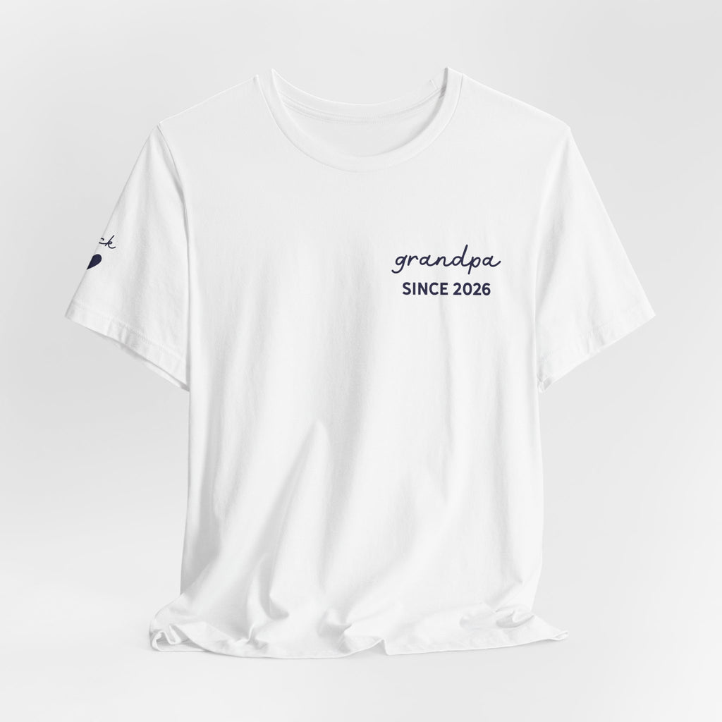 T-Shirt Grandpa Since Date Printed on Heart and Grandchildren’s First Names on Sleeve