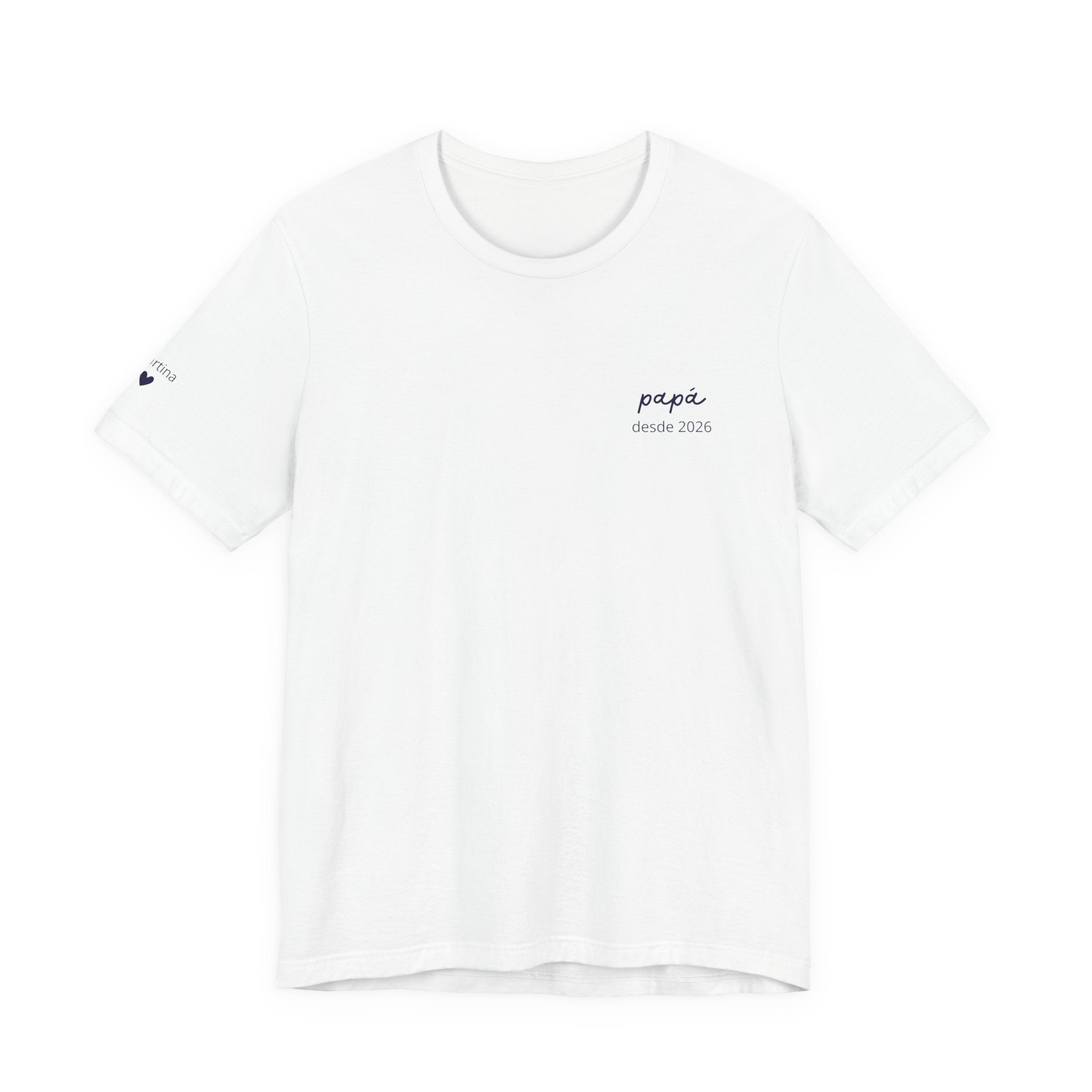 Camiseta para Papá con la fecha impresa en el pecho y los nombres en la manga