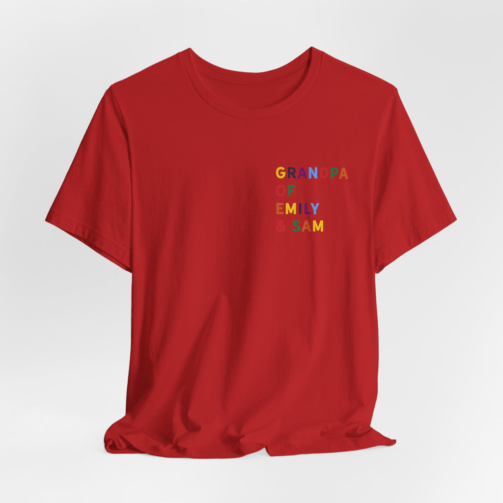 Grandpa Shirt with Multicolored Grandchildren's Names