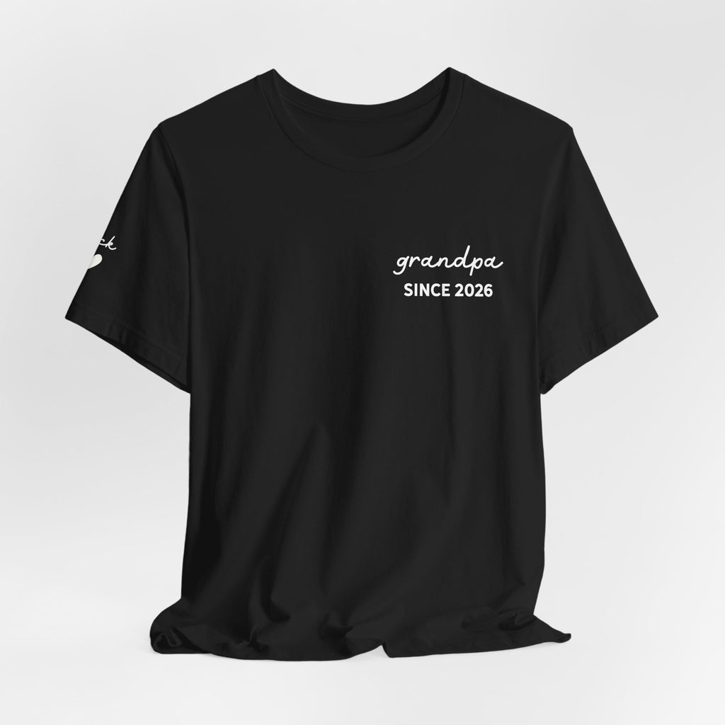T-Shirt Grandpa Since Date Printed on Heart and Grandchildren’s First Names on Sleeve