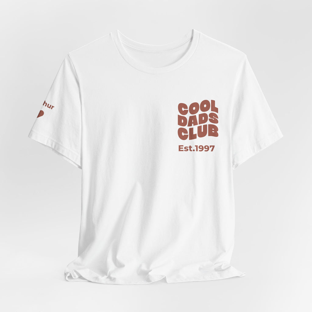 Camiseta Club de Padres Geniales y nombres en la manga