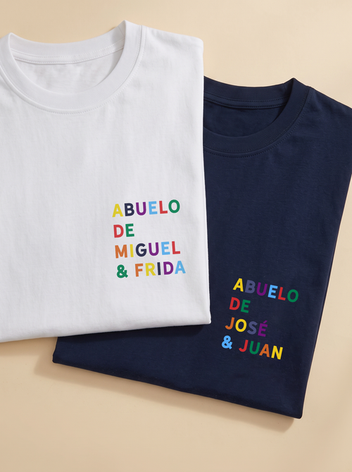 Camiseta Abuelo de con nombre multicolor