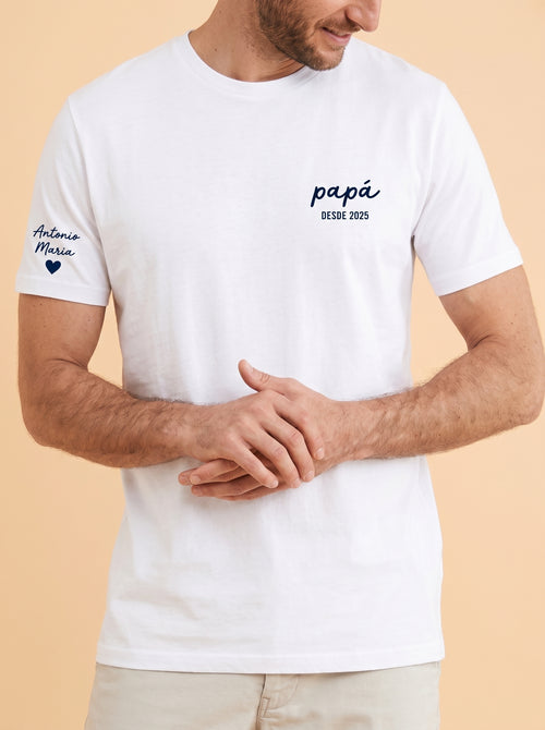 Camiseta Papá Personalizada Impresa con Fecha y Nombres