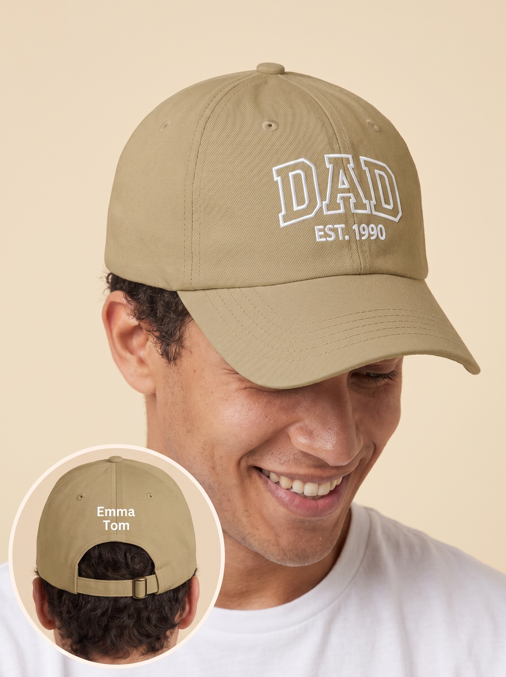 Gorra para papá con bordado curvo y nombres de niños
