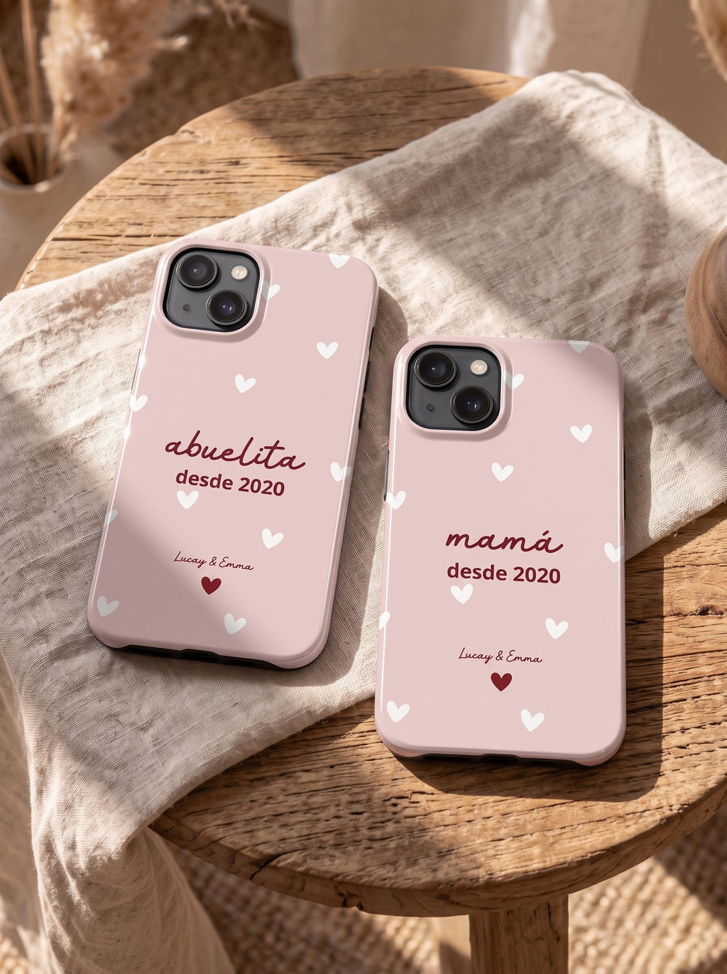 Funda personalizada de mamá o abuela con fecha y nombres